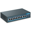 10 Port PoE Switch, 8 PoE+ Port 100Mbps, 2 Gigabit Uplink, 120W, Metal, Fanless, Pack of 2 U49302