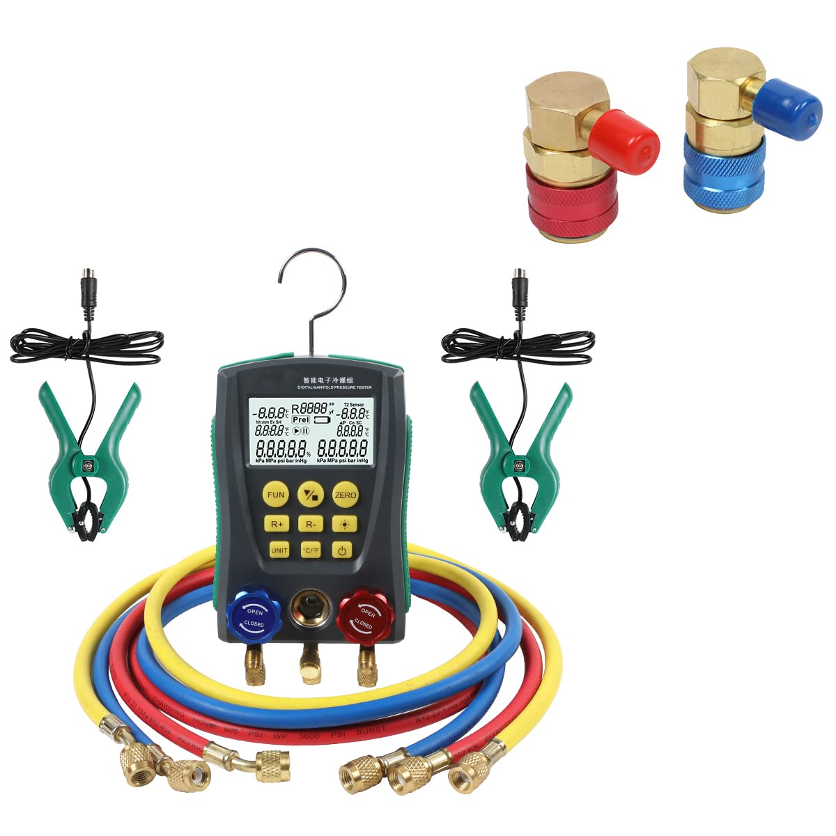 Digital Manifold Gauge Set with Quick Coupler Adapter Y815243