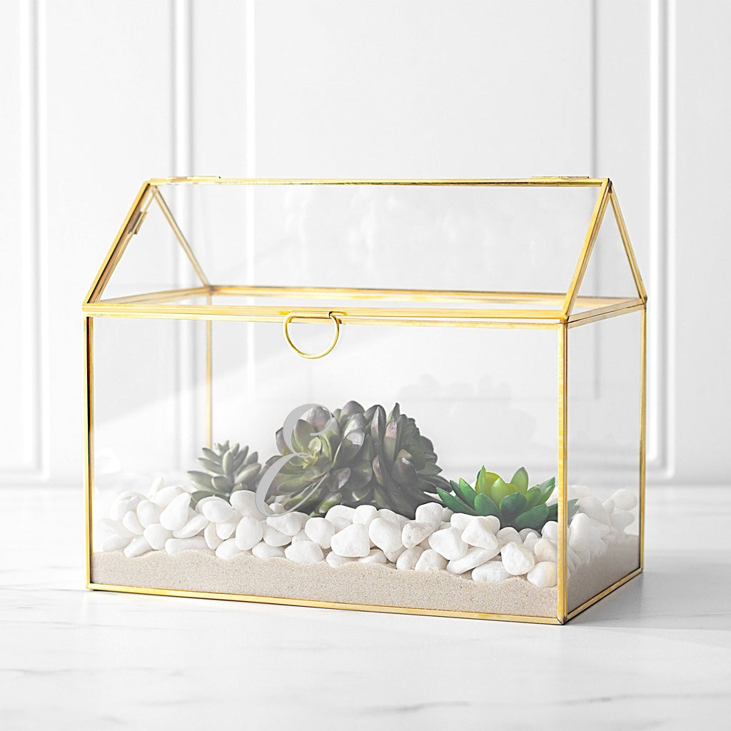 Gold Glass Terrarium Card Holder P540474