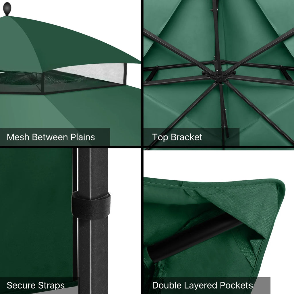 Green 10 X 12 Feet Water-Resistant Gazebo Replacement Canopy Top K8934