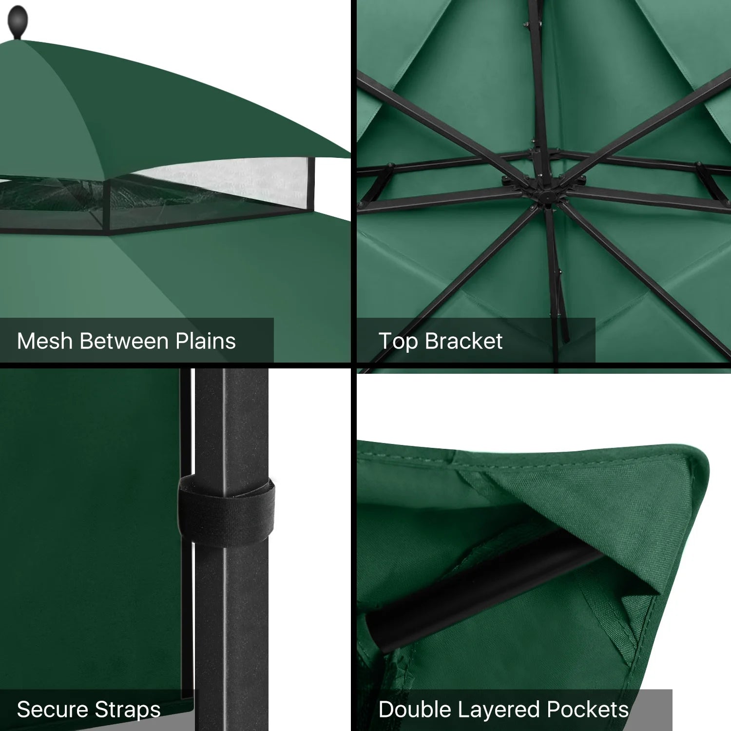 Green 10 X 12 Feet Water-Resistant Gazebo Replacement Canopy Top K8934