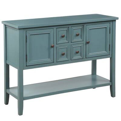 Dark Blue 4 Drawer Acacia Wood Buffet Table D6561