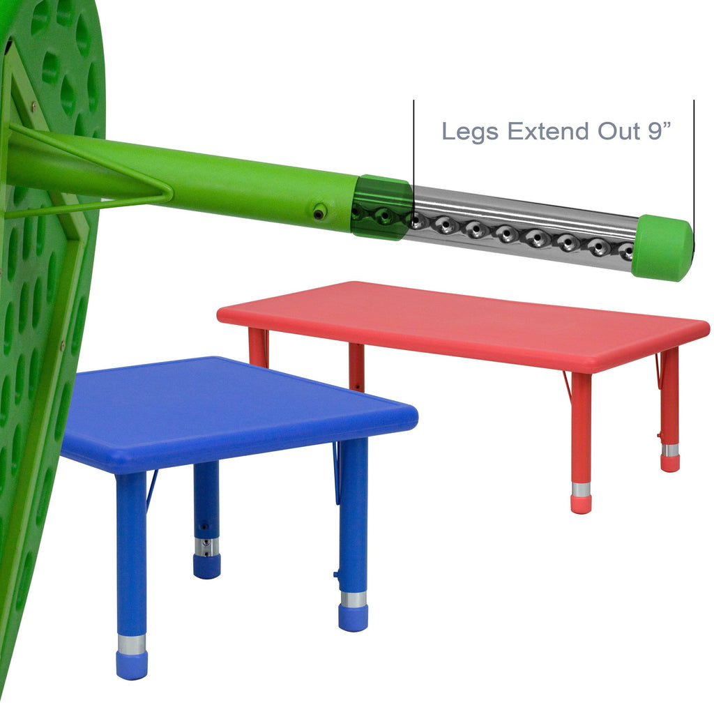 Green Plastic Height Adjustable Activity Table Set with 4 Chairs B4191