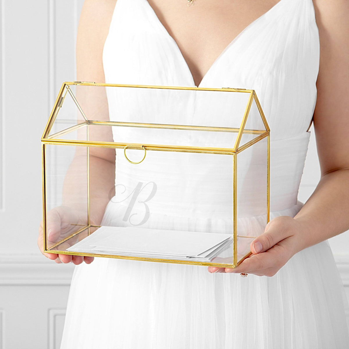 Gold Glass Terrarium Card Holder P540474