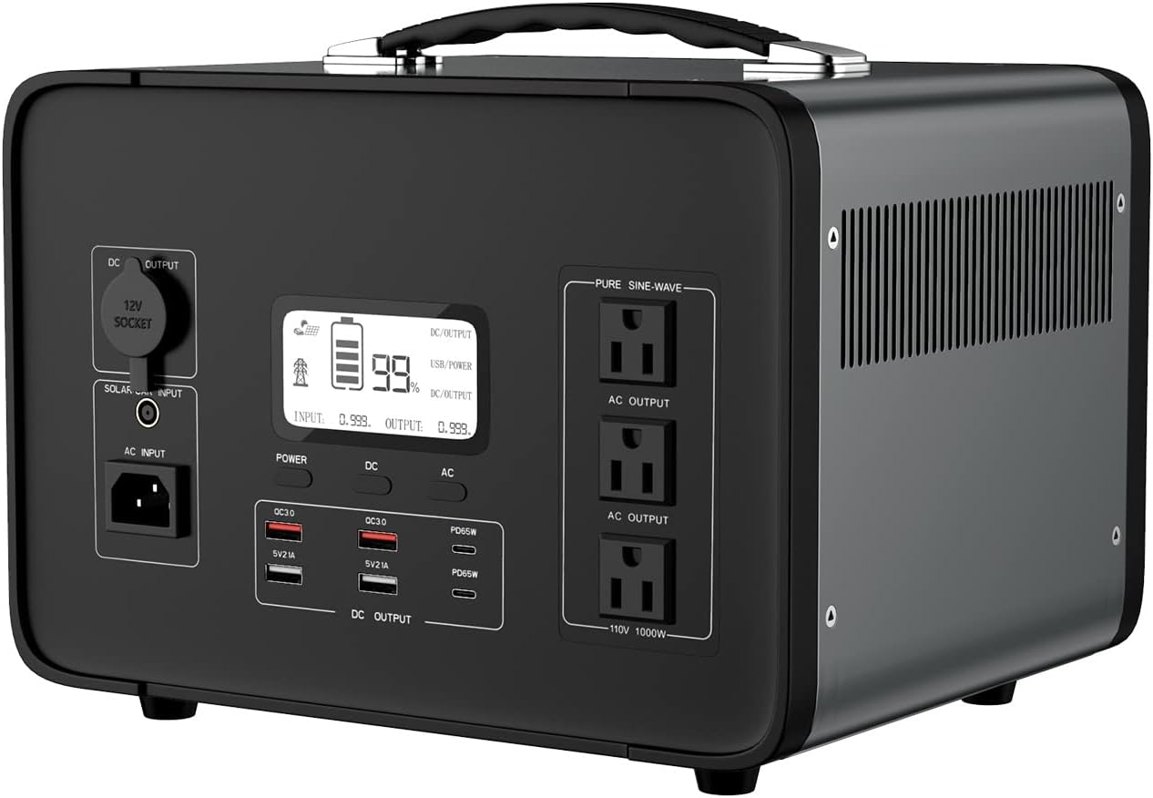 1000W Portable Power Station with LCD Display, 1008Wh LiFePO4 Battery Backup N9292