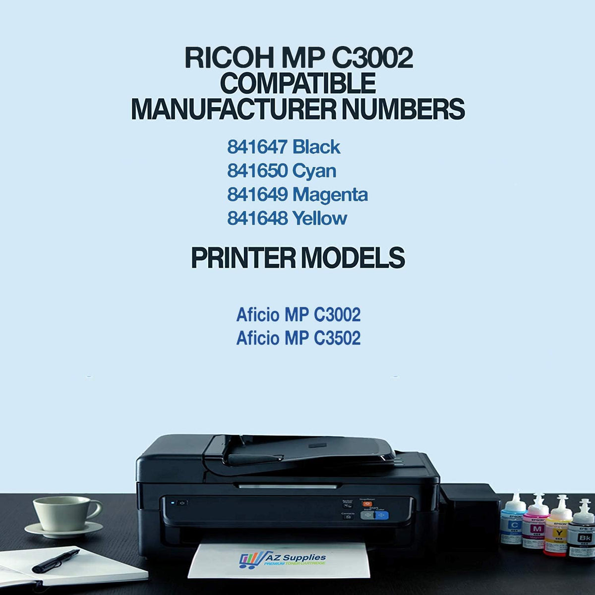 4 Packs Toner Cartridge for Ricoh Aficio MP C3002 C3502 R396
