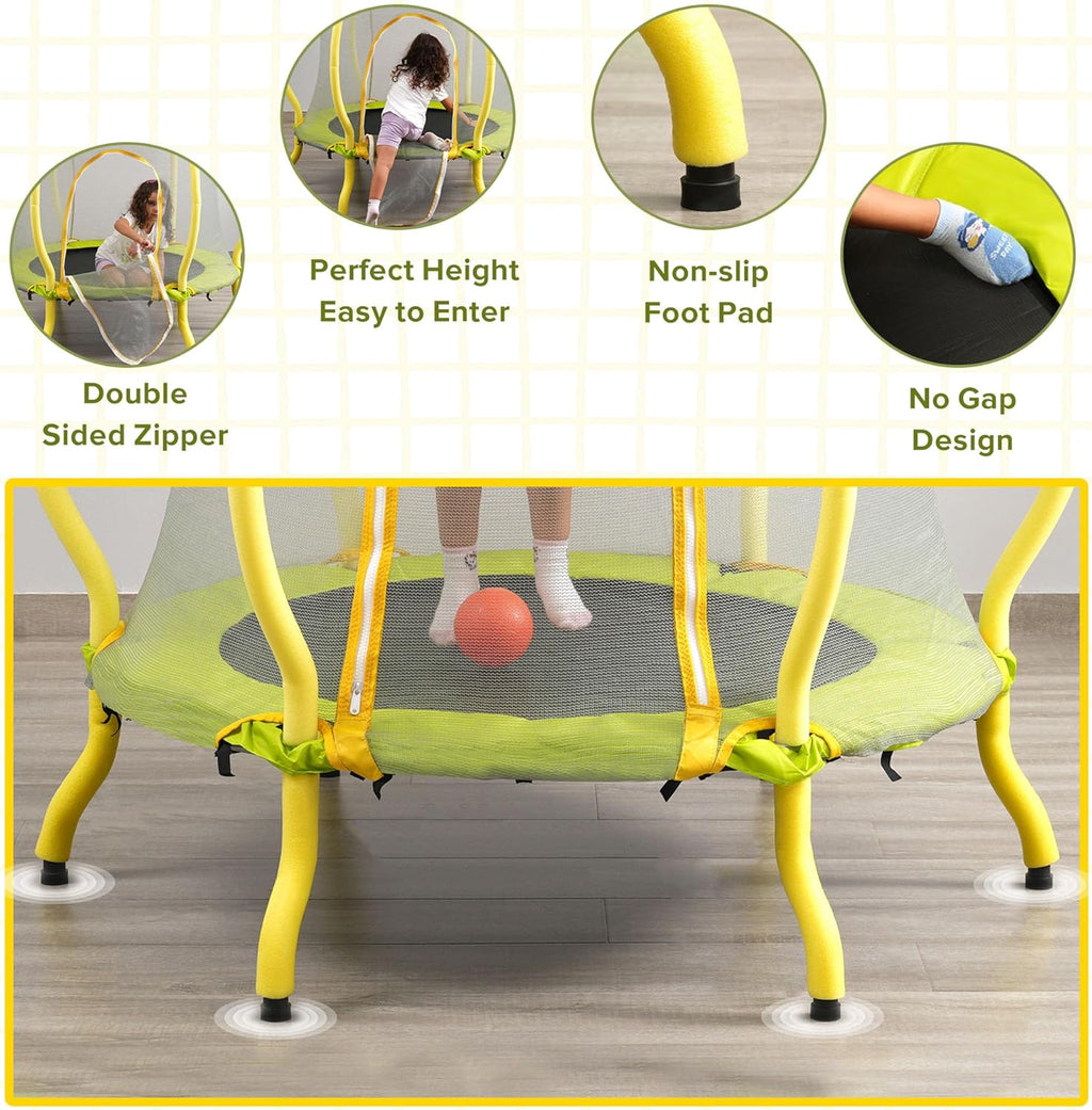 Portable Foldable Trampoline with Adjustable Handle, 40" Max Load 330lbs, Yellow S2855