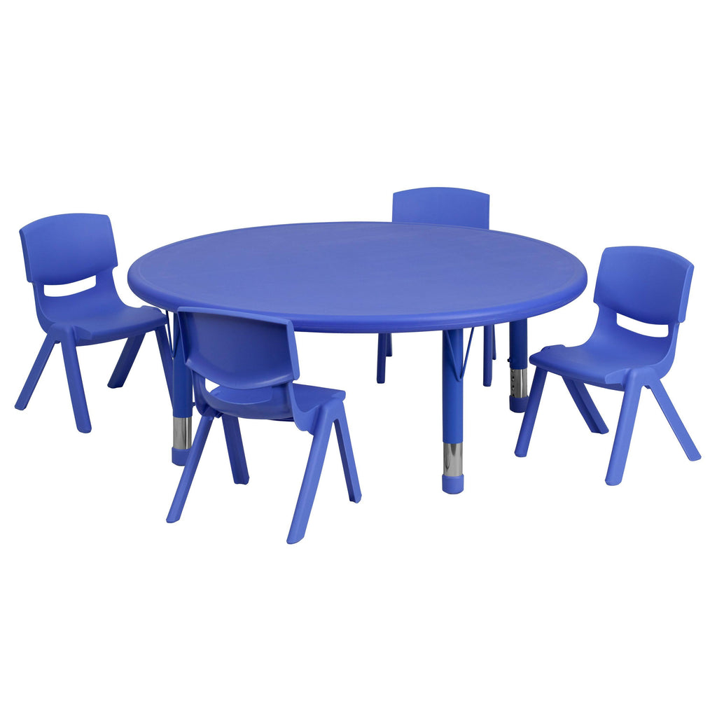Green Plastic Height Adjustable Activity Table Set with 4 Chairs B4191