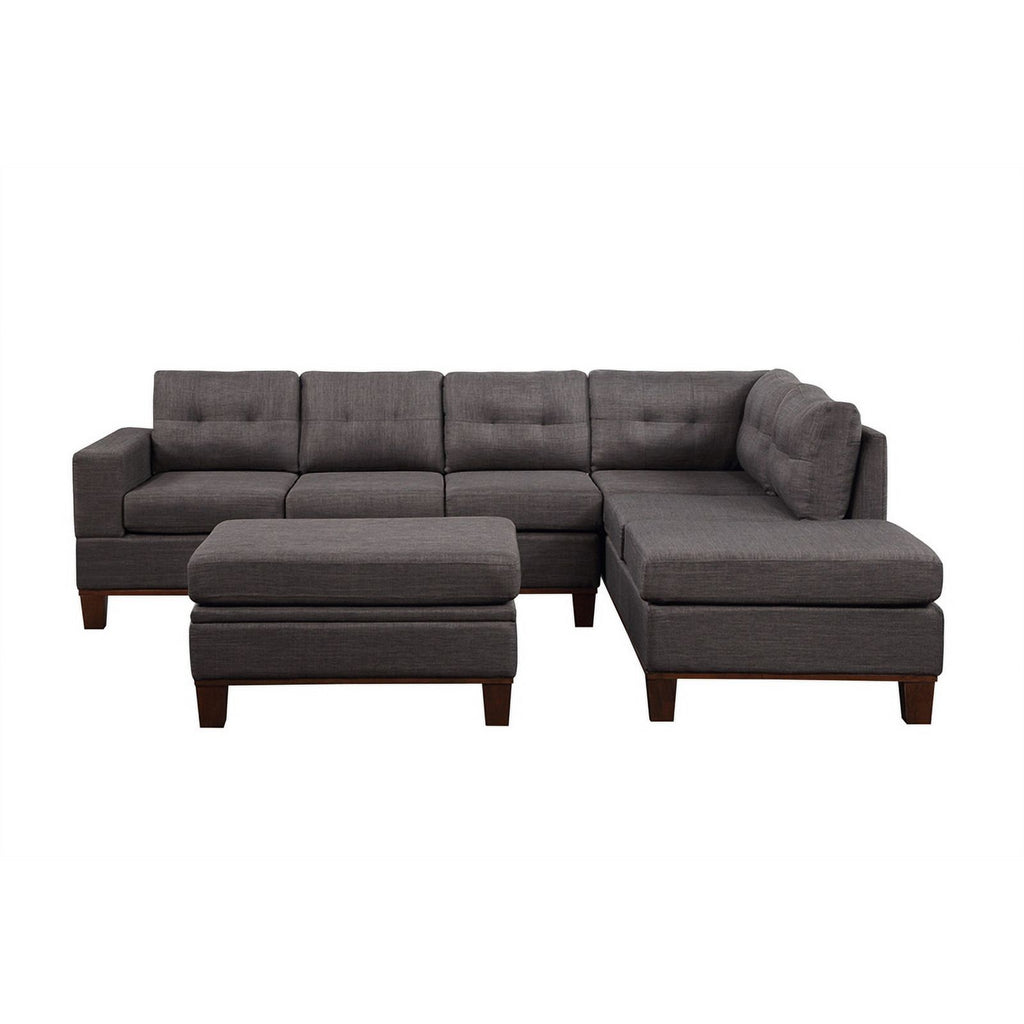 Gray Fabric Reversible Sectional Sofa with Ottoman A8179