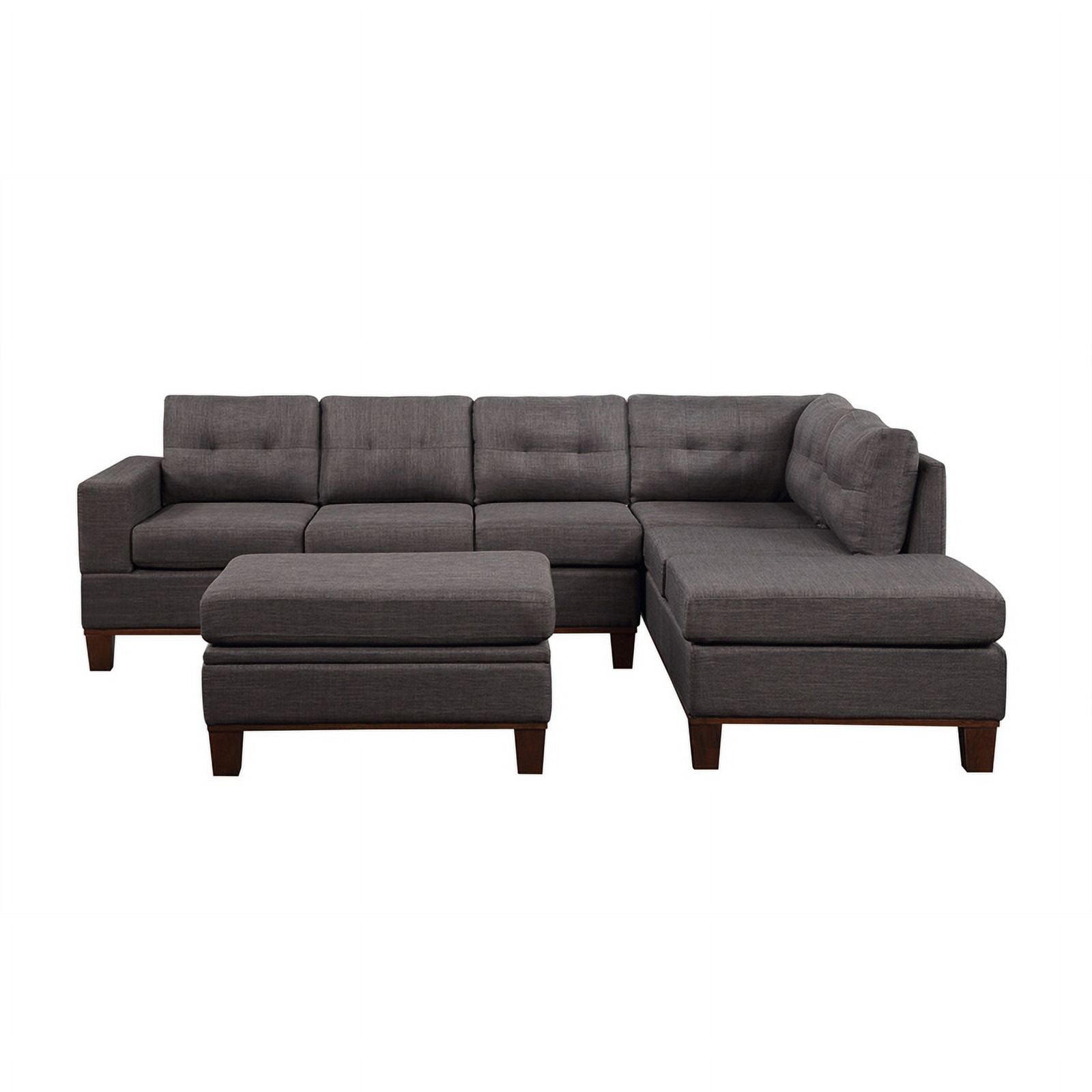 Gray Fabric Reversible Sectional Sofa with Ottoman A8179