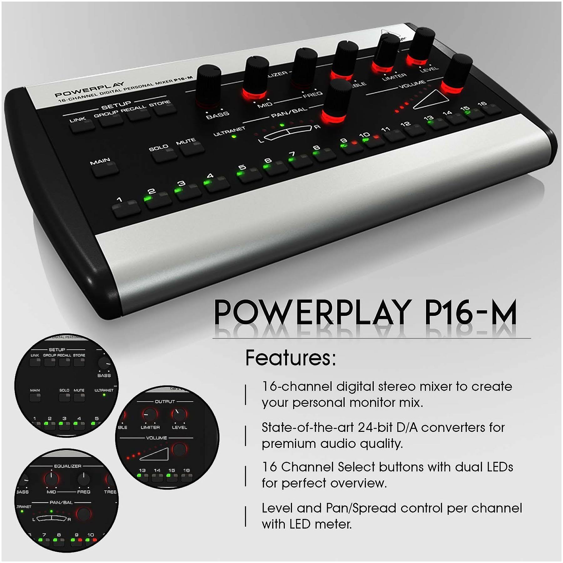 16-Channel Personal Digital Mixer with Closed-Back Headphones O457877