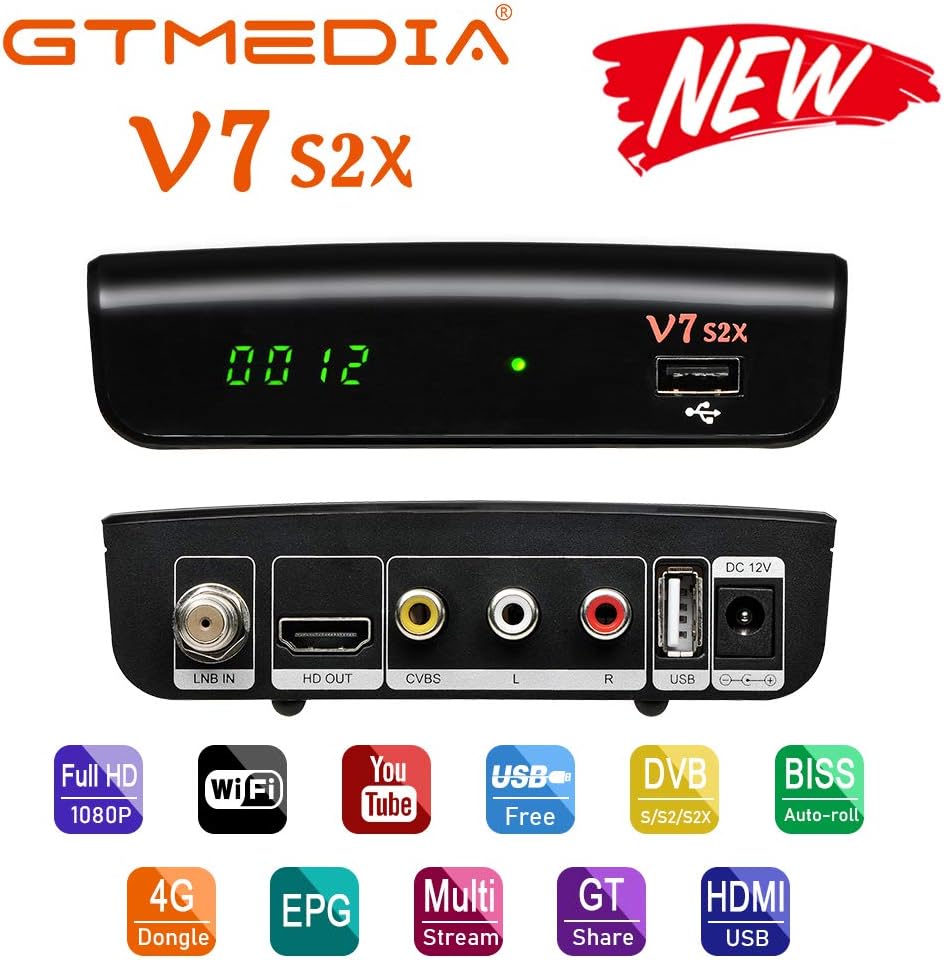 V7S2X HD 1080P FTA DVB-S2X H.265 HEVC 8bit Digital Satellite TV Receiver Pack of 2 B905