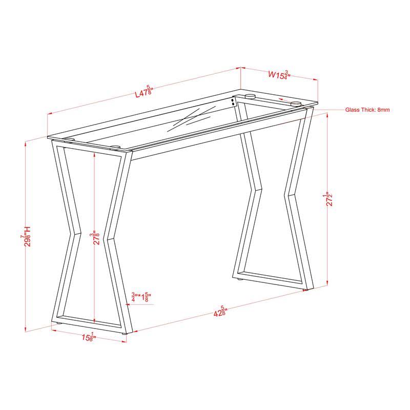 Black Glass Top Console Table N137113