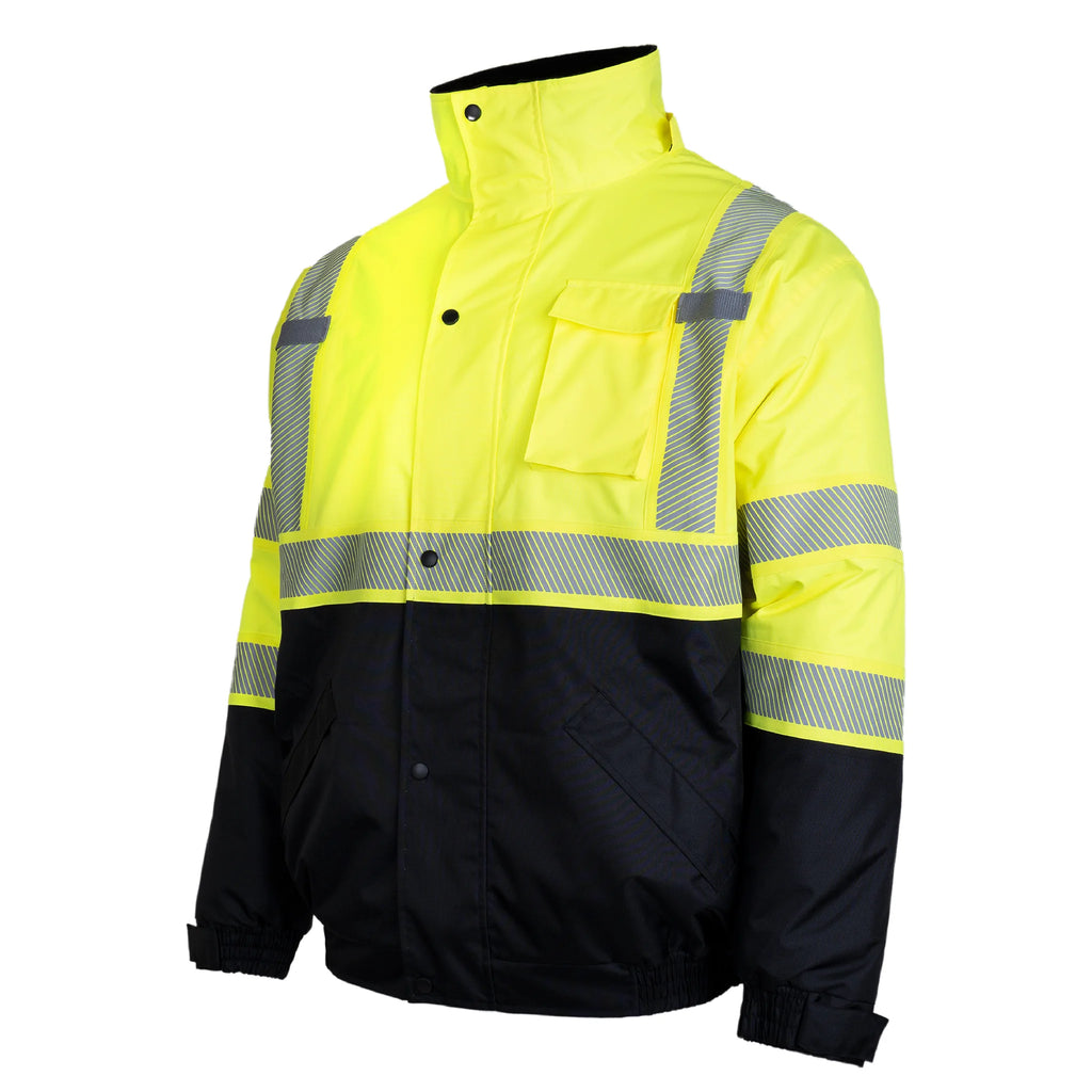 Hi-Vis Safety Jacket with Removable Hood, Yellow, XL F3486