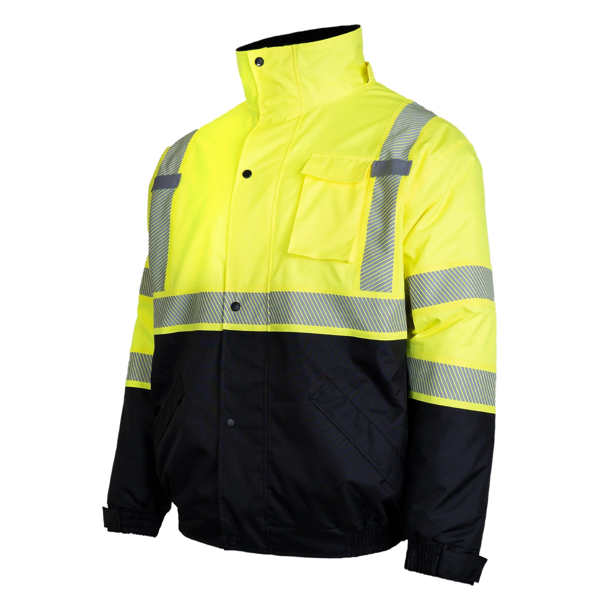 Hi-Vis Safety Jacket with Removable Hood, Yellow, XL F3486