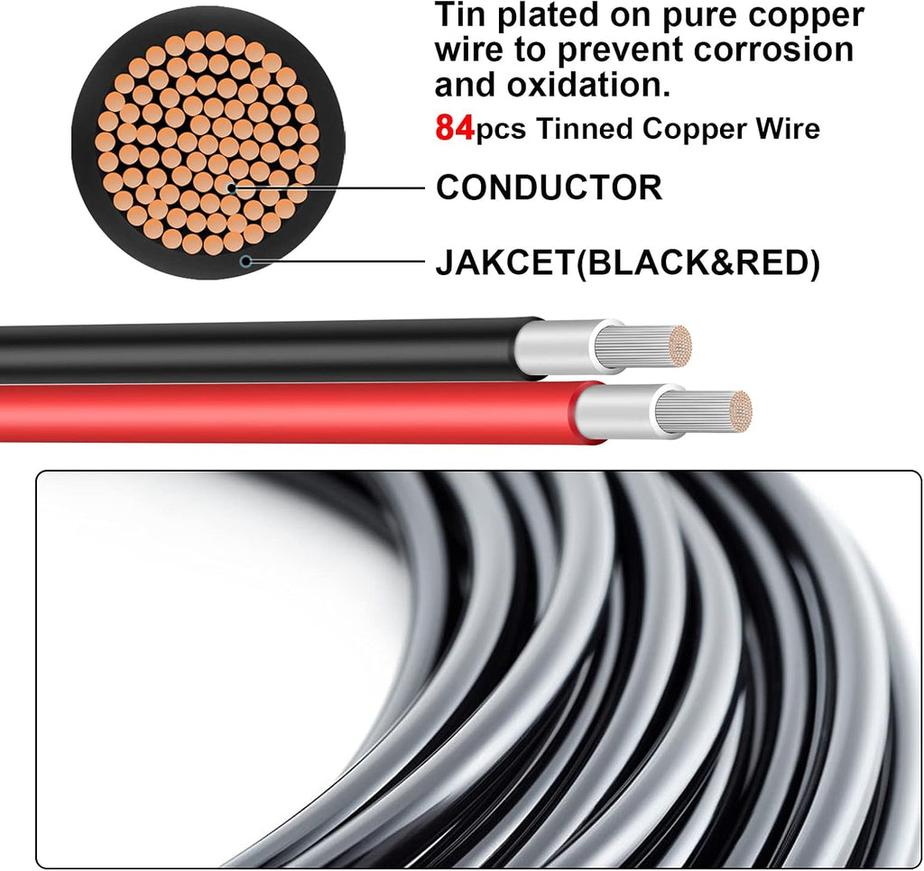 6FT 10AWG Solar Extension Cable with Female and Male Connector I252462
