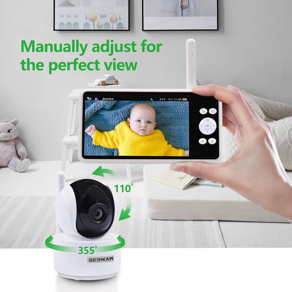 5 inch 720p Video Baby Monitor with 1080P Pan-Tilt-Zoom Camera X275