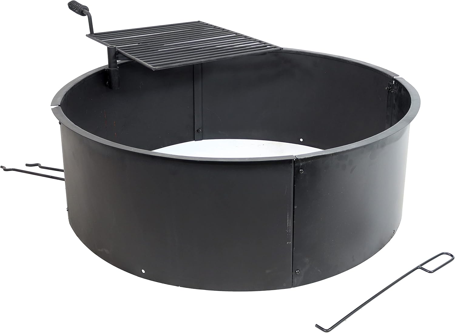 36 Inch Heavy Duty Steel Fire Pit with Cooking Grate and Fire Poker C67557