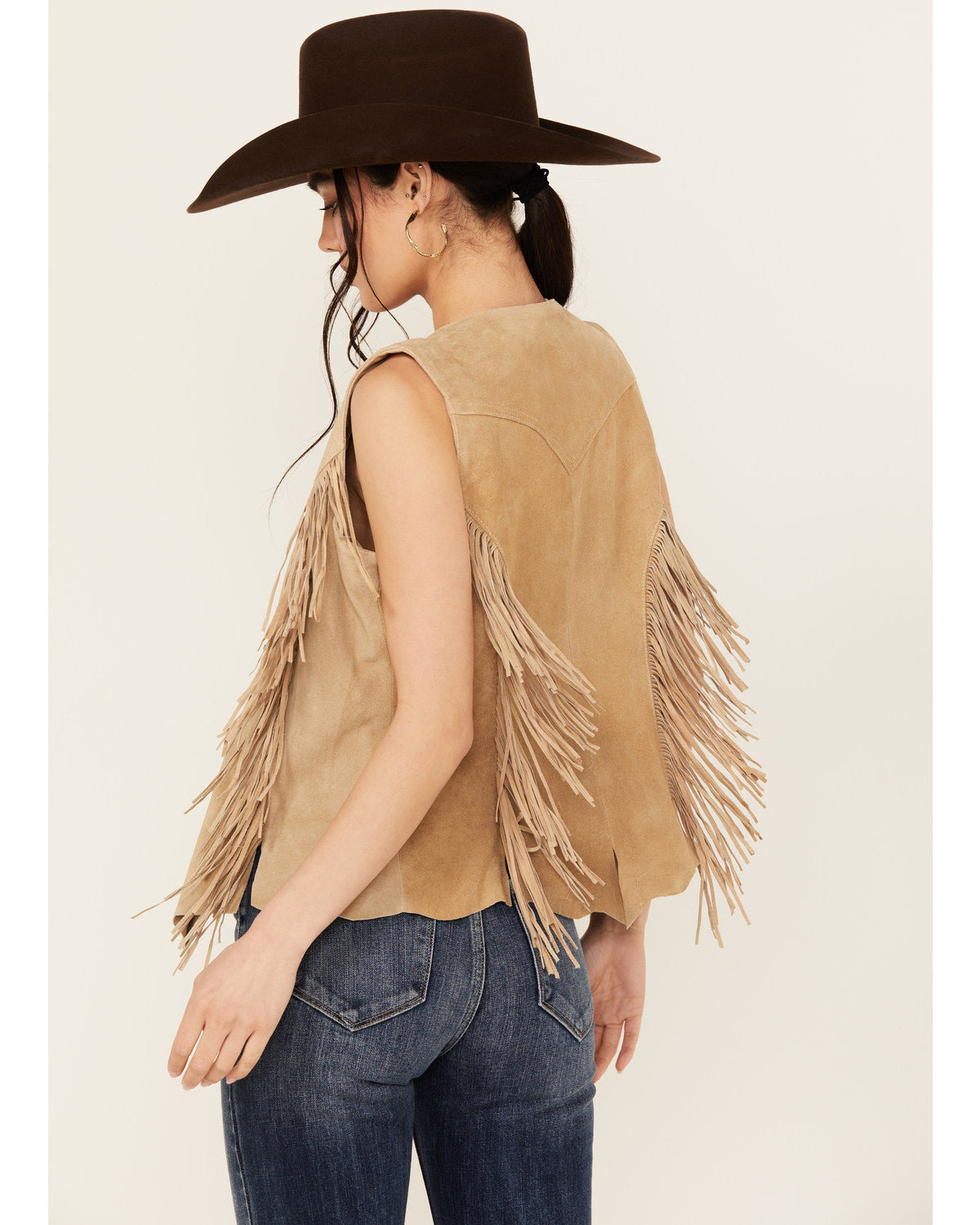 Tan Suede Fringe Vest T35395