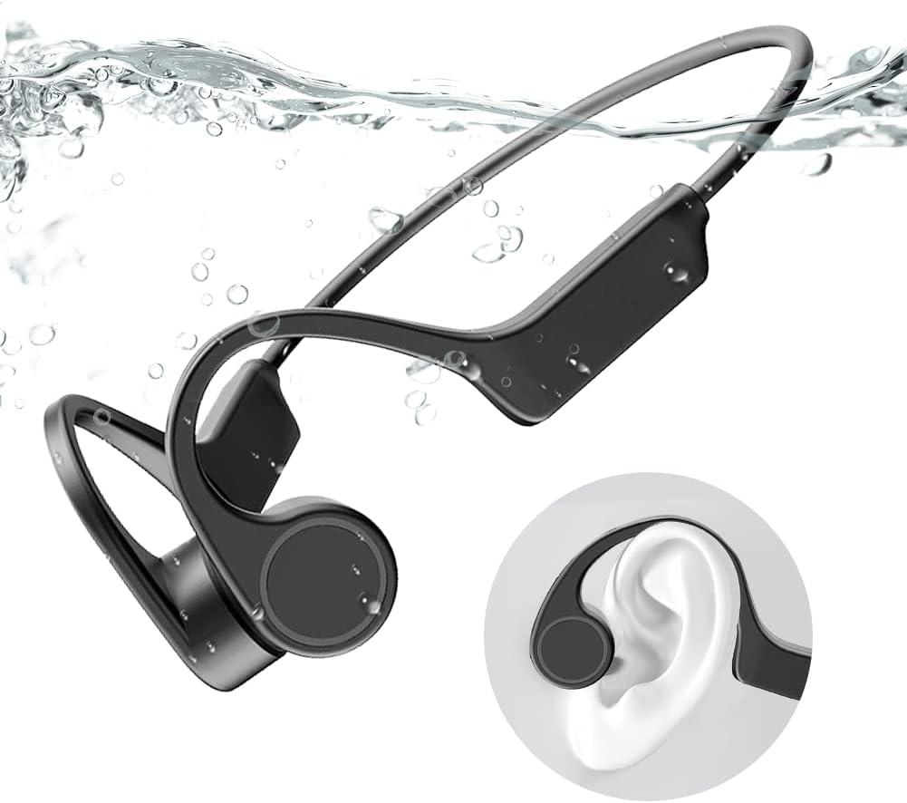 Bone Conduction Open Ear Headphones, IP56 Waterproof Sweatproof, Bluetooth 5.2 with Mic, 8 Hours Battery Life, Pack of 2 G805035
