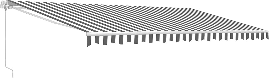 Retractable 13x10 Feet Motorized White Frame Patio Awning with Polyester Canopy T36158