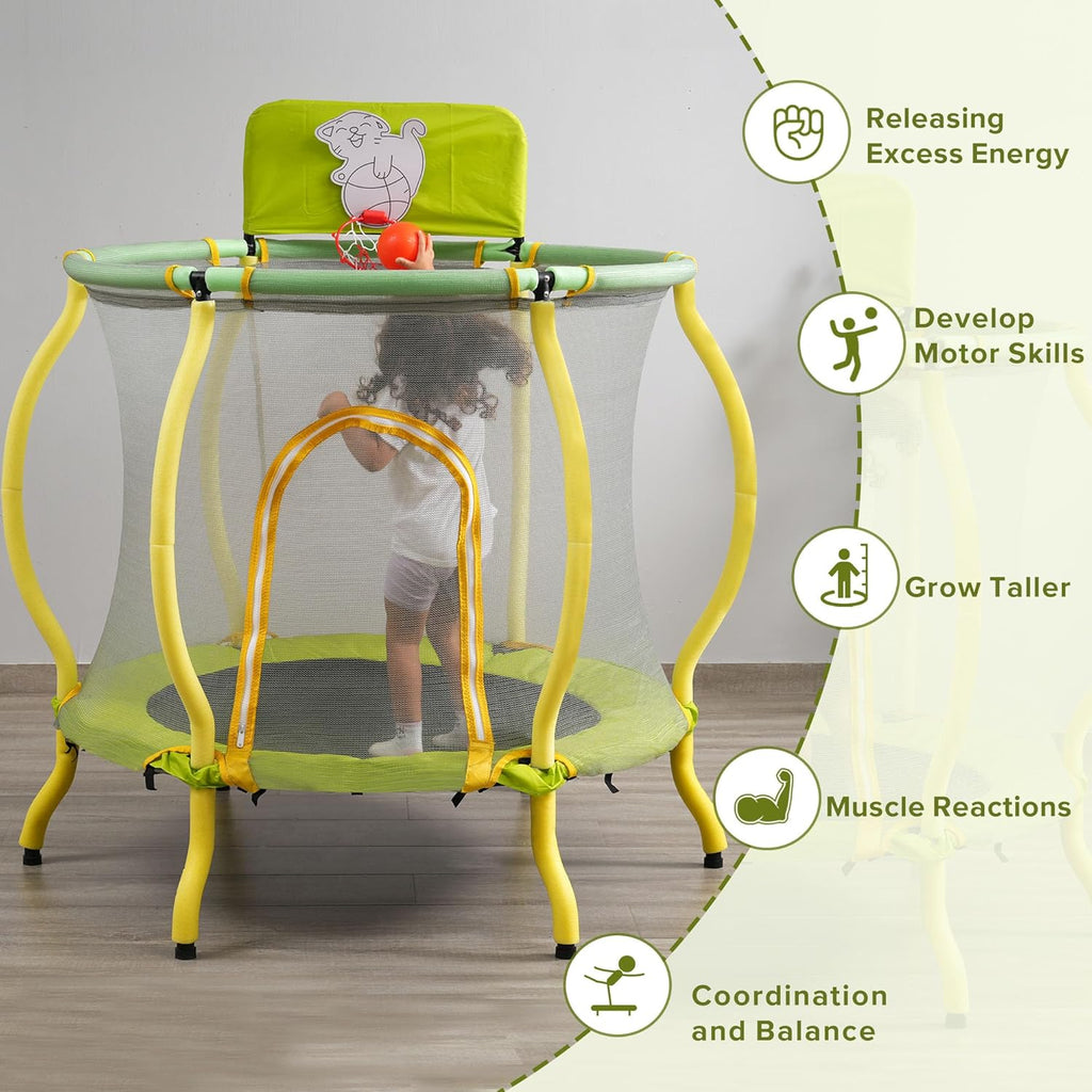Portable Foldable Trampoline with Adjustable Handle, 40" Max Load 330lbs, Yellow S2855