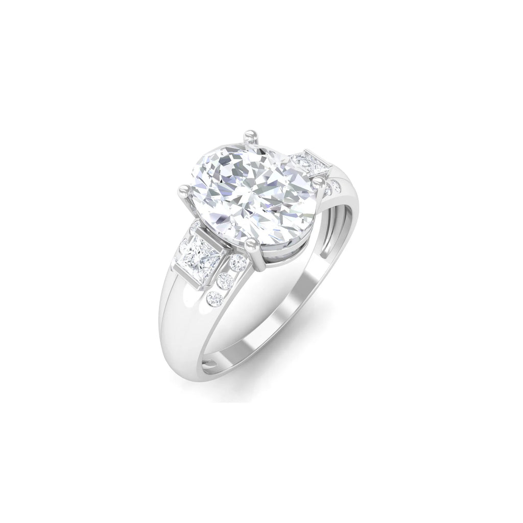 925 Sterling Silver Oval Zircon Engagement Ring W534