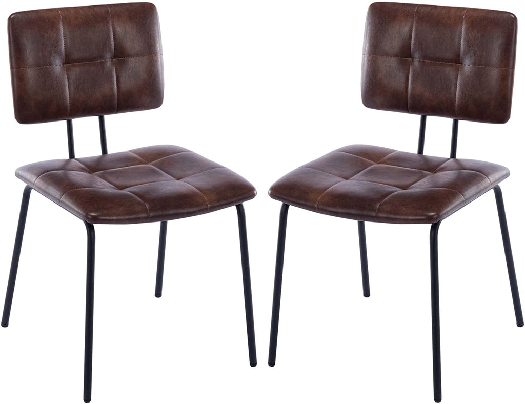 Faux Leather Upholstered Dining Chairs Set of 2 with Metal Legs N8002