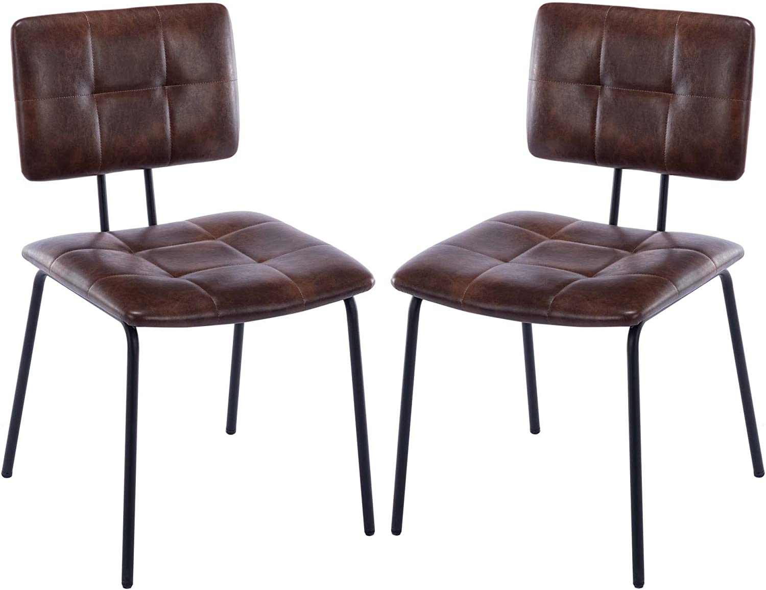 Faux Leather Upholstered Dining Chairs Set of 2 with Metal Legs N8002