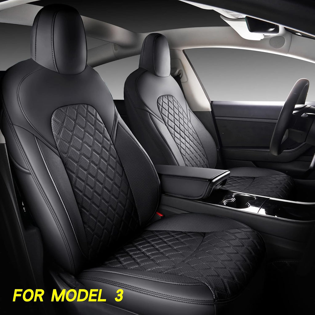 Red Faux Leather Car Seat Covers for Tesla Model 3 P943006