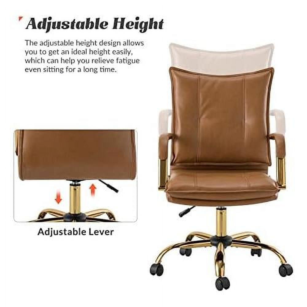 Camel Faux Leather Adjustable Swivel Office Desk Chair L7543