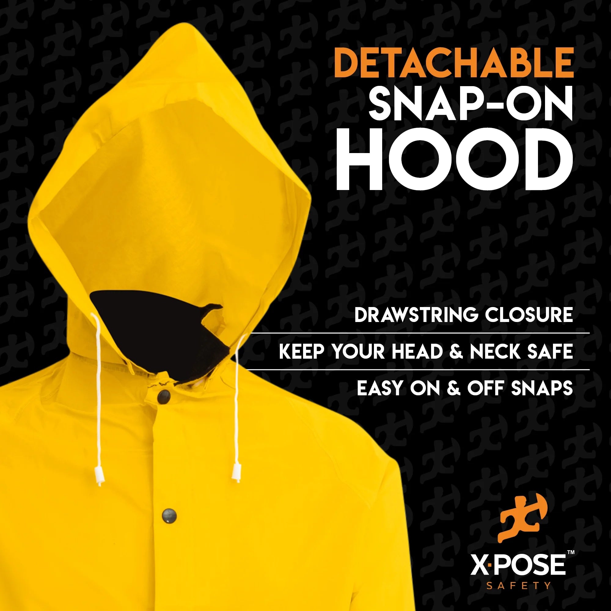 Yellow PVC Raincoat Jacket with Detachable Hood M680