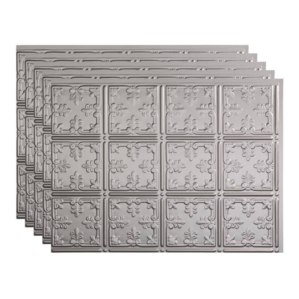 10 Decorative Vinyl Backsplash Panel 18in x 24in Argent Silver (5 Pack) T65838