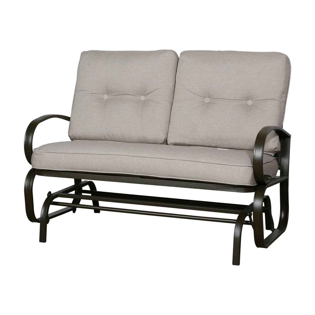 Beige 2-Person Outdoor Steel Glider Chair C71148