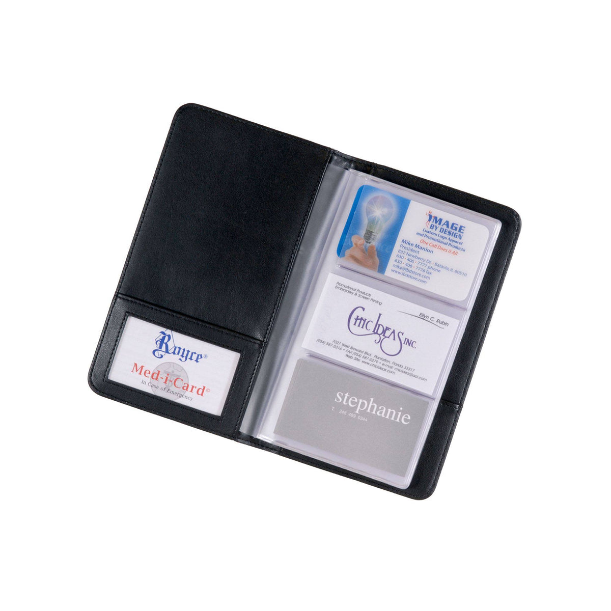 Black Leather Business Card File G4256