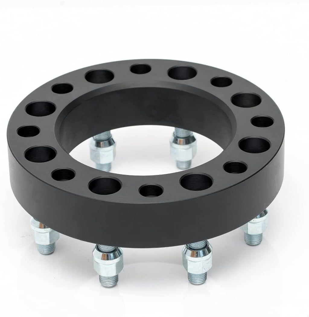 Black Forged 8x170 to 8x6.5 Wheel Adapters 1.5 Inch with 14x1.5 Studs Pack of 2 R19044