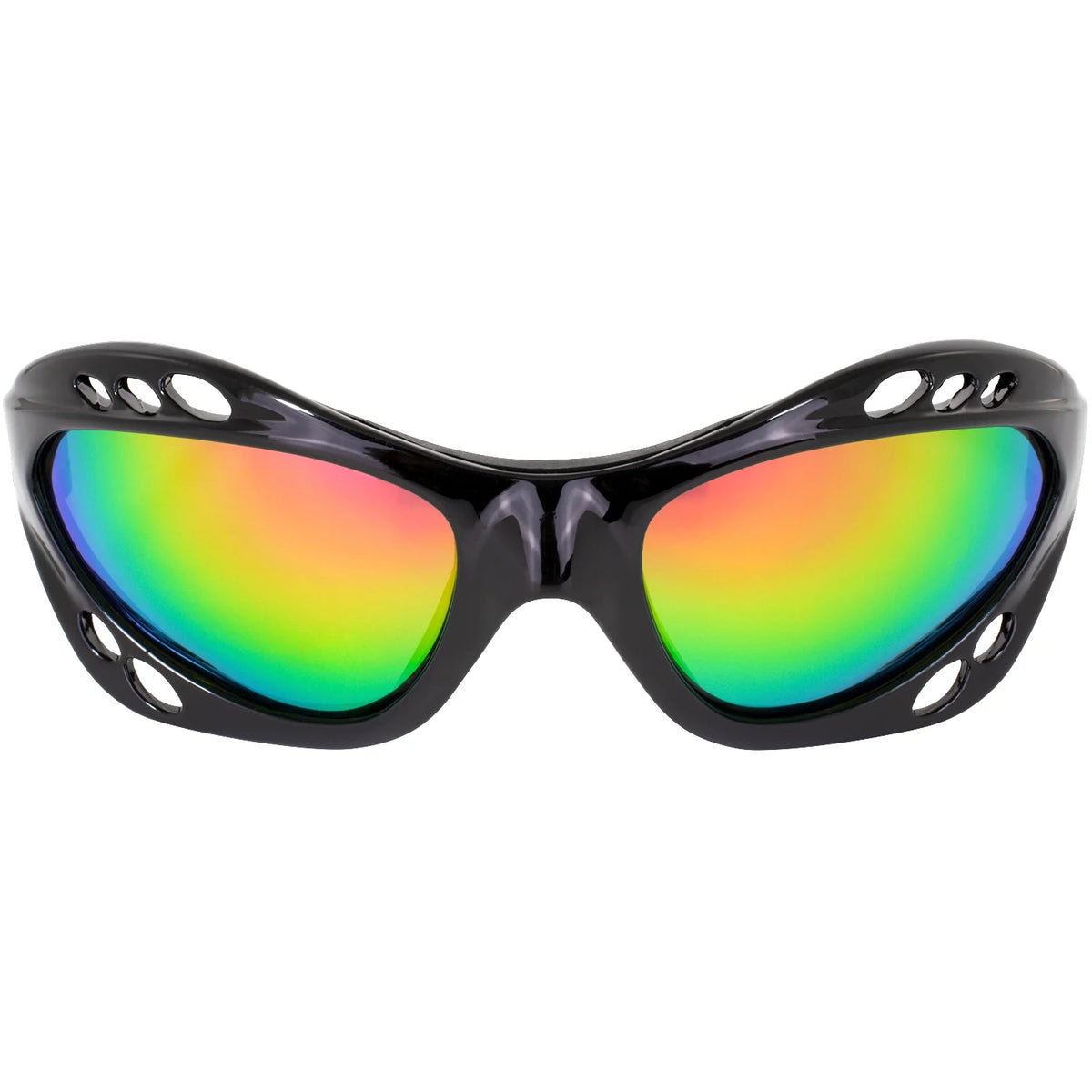 3 Pairs Padded Polarized Sunglasses with Strap Black Frame Blue Red Pink Mirror Lenses U350431