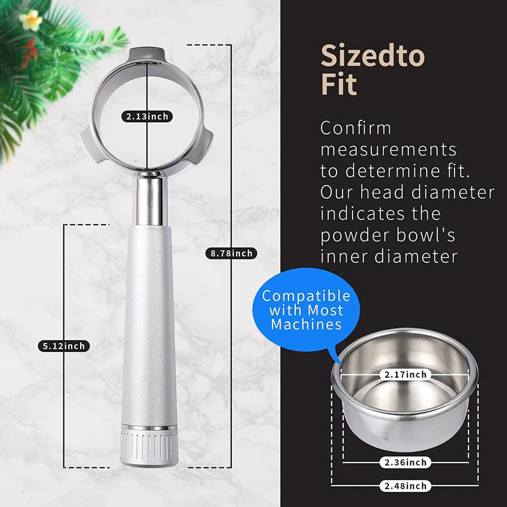 54mm Bottomless Portafilter for Coffee Machine, Stainless Steel Head H2532