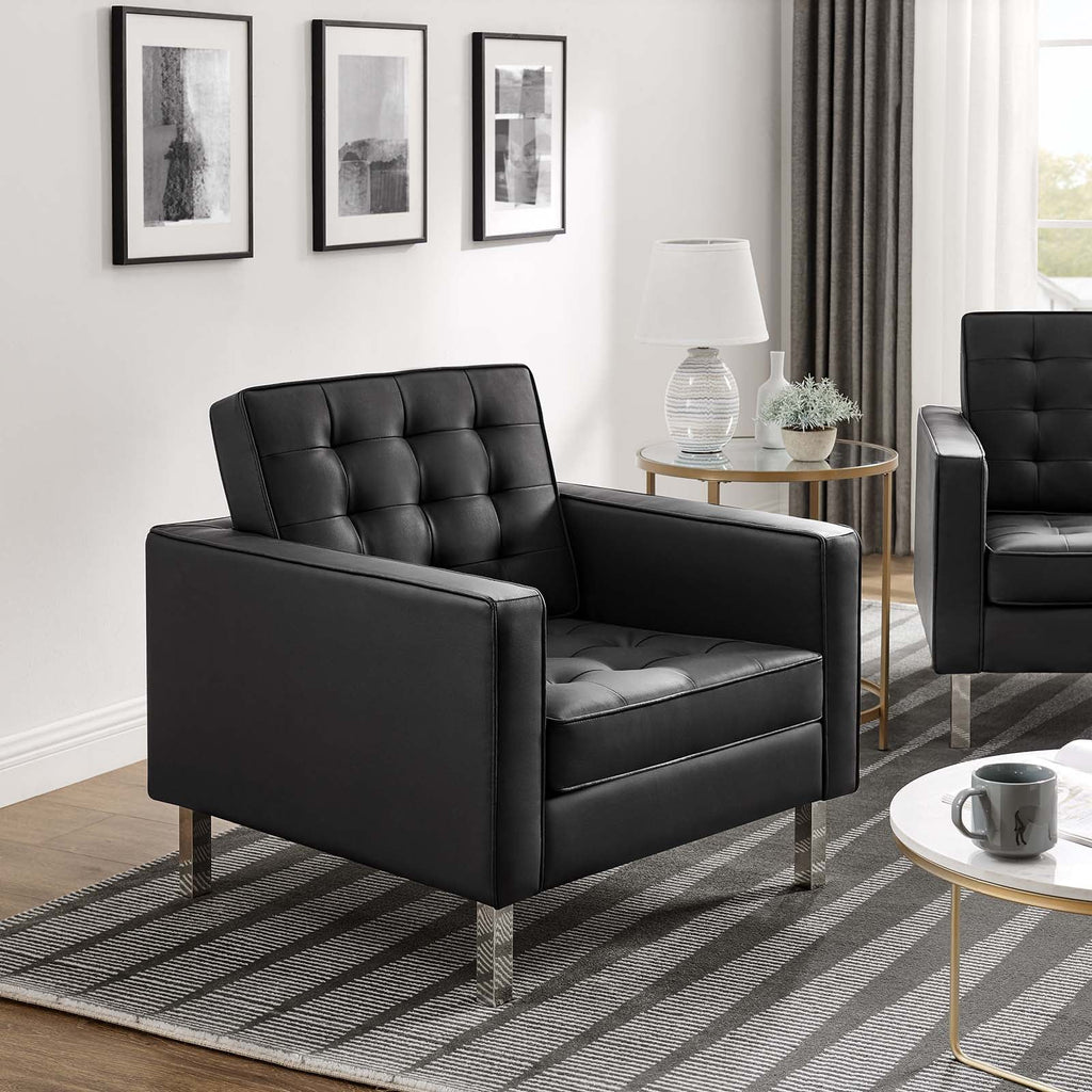 Set of 2 Tufted Vegan Leather Armchairs G5774