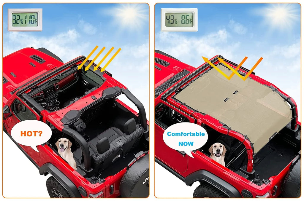 Tan Mesh Sun Shade for Jeep Wrangler JL 2 Door O455