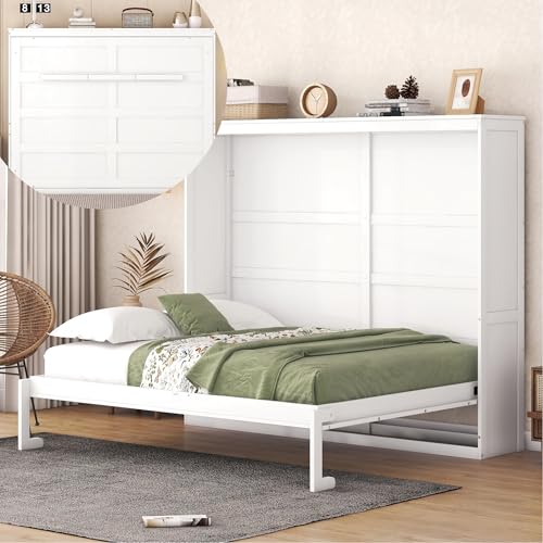 Gray Queen Solid Wood Murphy Cabinet Bed J7874