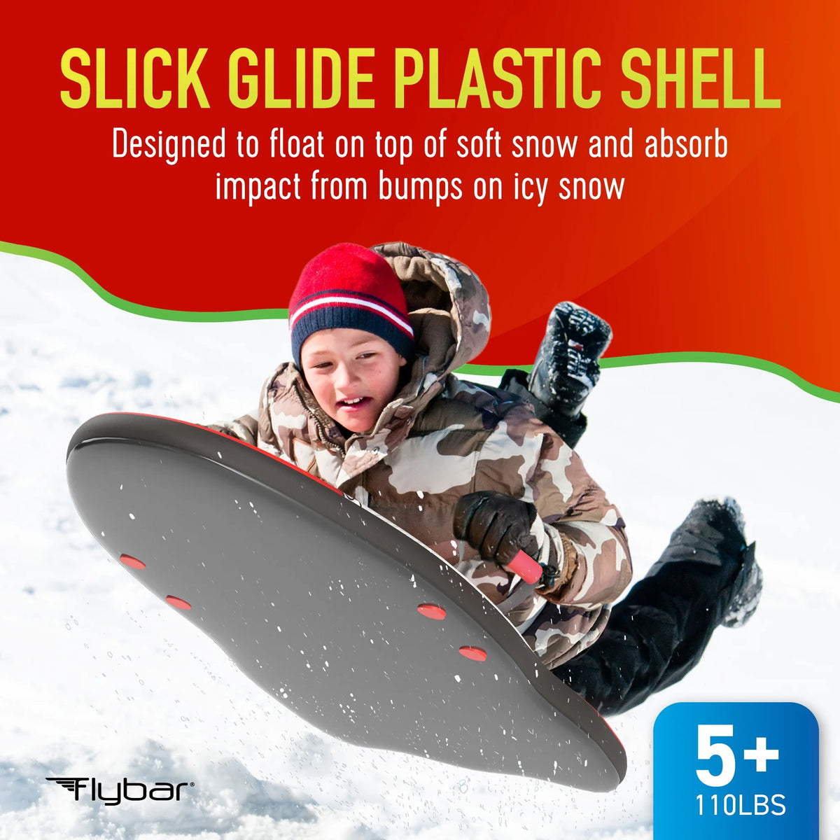 36' Rocket Foam Toboggan Snow Sled for Kids X98404