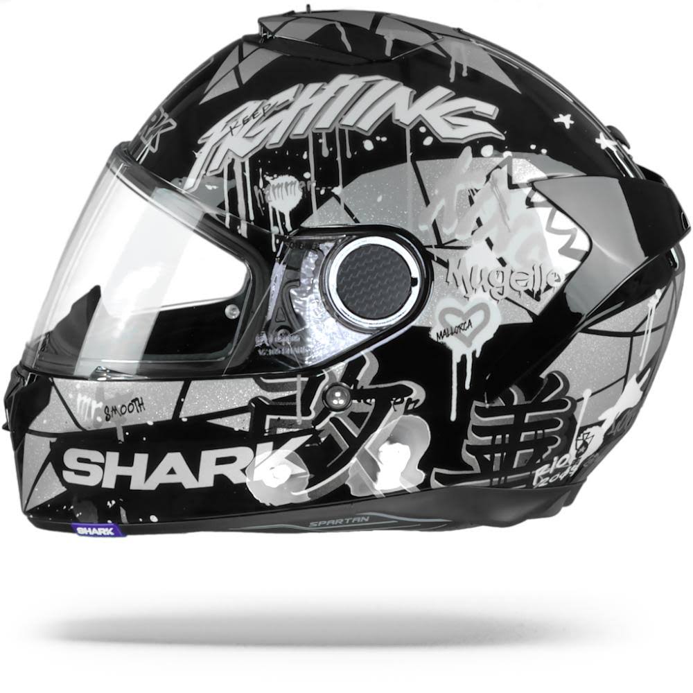 Black White Glitter M Motorcycle Helmet V29755