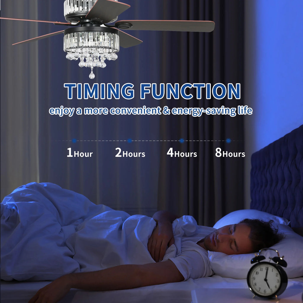 Black Crystal Ceiling Fan with Remote P140