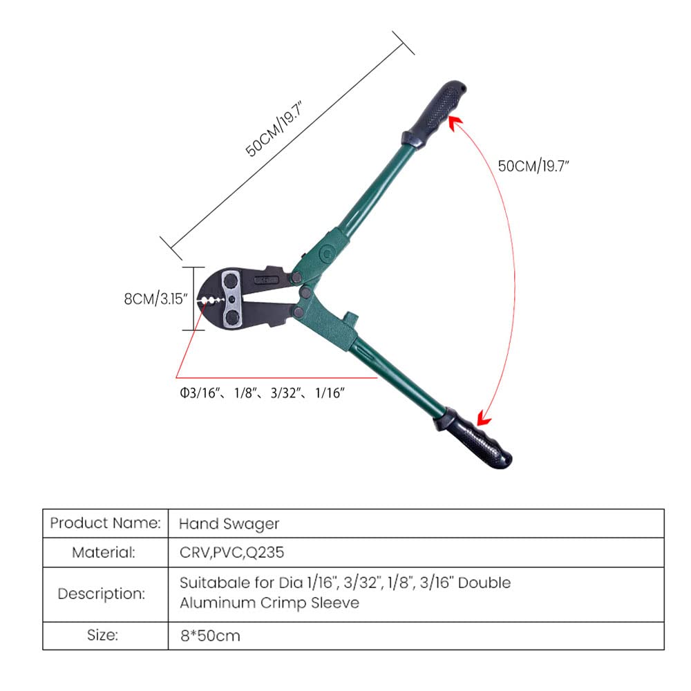 Wire Rope Crimping Tool Hand Swager Crimper, Green Pack of 2 M409