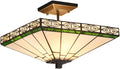 Tiffany-Style 2 Light Mission Semi-Flush Ceiling Fixture P40612