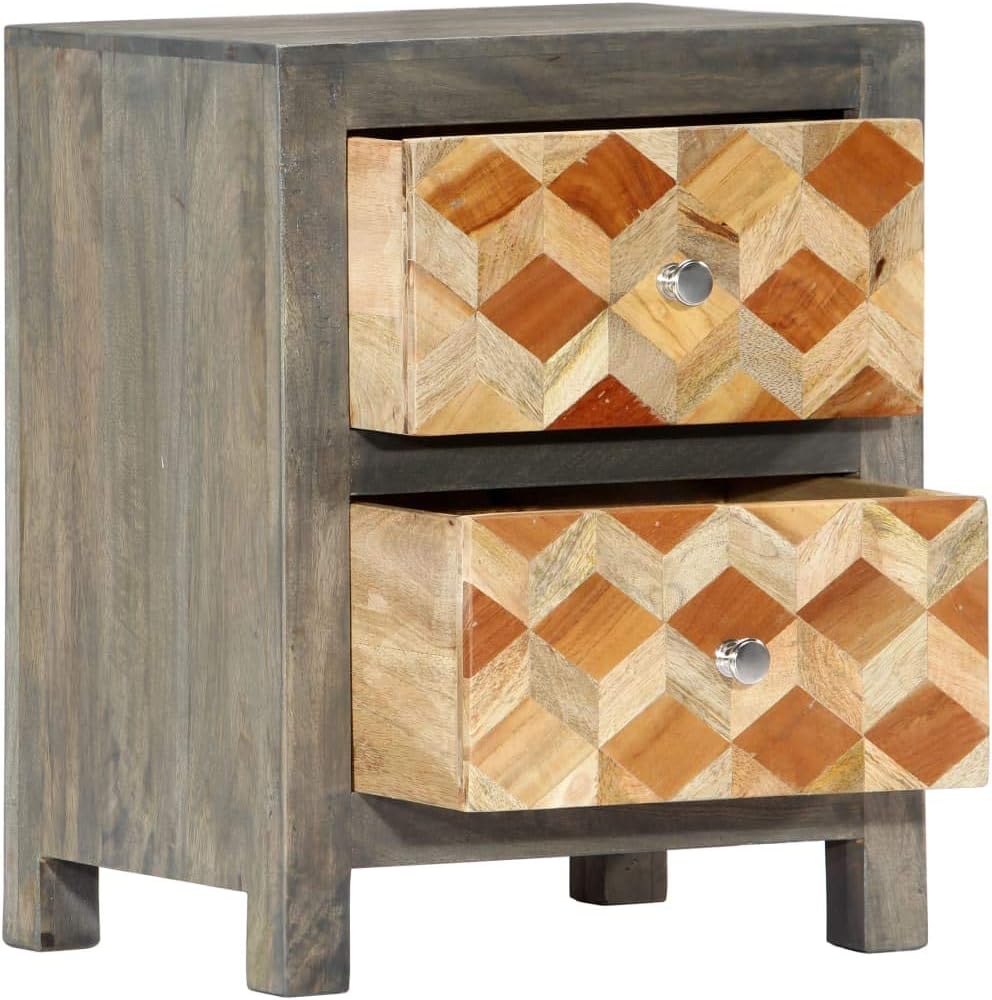 Gray Solid Mango Wood Bedside Cabinet J97472