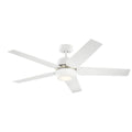 52 inch Ceiling Fan with Light Kit Matte White Finish with Etched Cased Opal Glass S5759