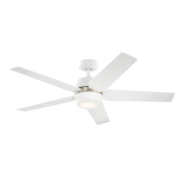 52 inch Ceiling Fan with Light Kit Matte White Finish with Etched Cased Opal Glass S5759