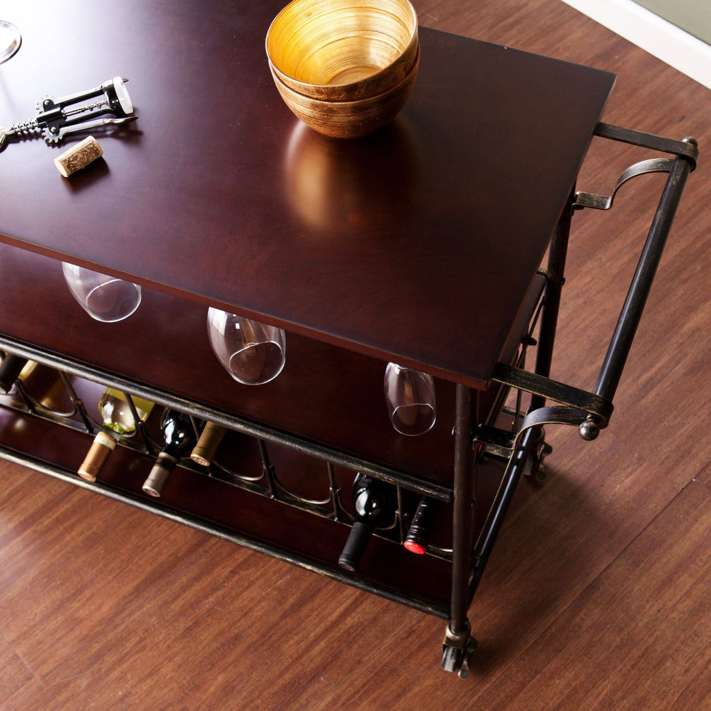 Black and Coffee Brown Rectangular Bar Cart J435